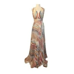 Spy Zone Exchange Mixed Print Flowy Chiffon Maxi Dress S